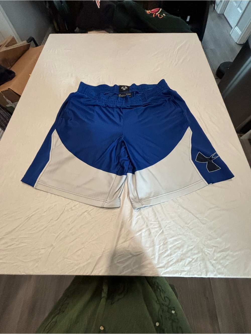 Under Armour Royal Blue and White Men's Training Shorts - Picture 5 of 10